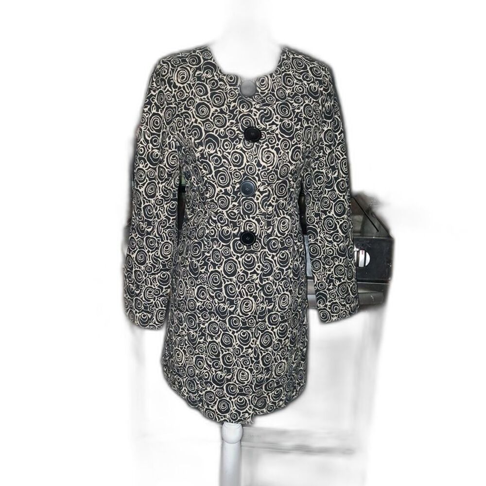 Mac & Jac Womens Patterned Dress Jacket w oversized Buttons Sz 6-8